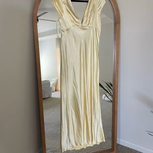 Hello Molly Yellow Satin Maxi Dress
